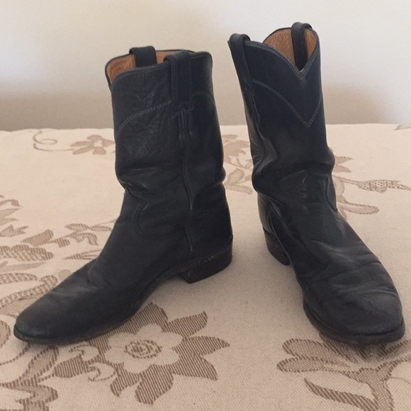 Vintage black leather Justin roper boots